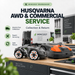 Husqvarna AWD and commercial mower service – collection and return, featuring 435X AWD and 560 EPOS models