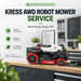Kress all-wheel drive robotic mower service – workshop drop-off, illustrated with a Kress EyePilot 4×4 mower