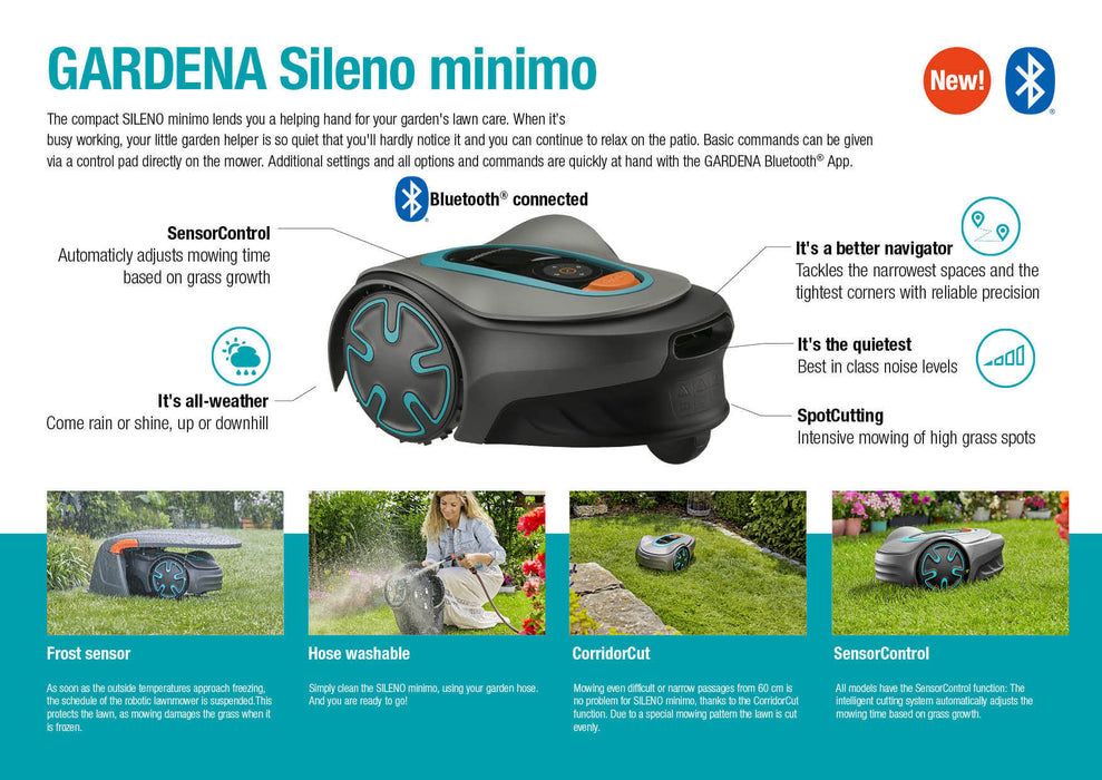 Gardena SILENO Minimo 500m² Robotic Lawnmower 15202-28