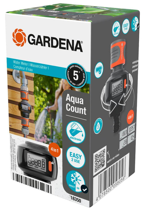 Gardena Water Meter AquaCount in Gardena packaging
